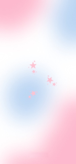 중앙에 반짝이는 핑크색 별들이 있는 부드러운 파스텔 핑크와 블루 그라데이션 배경 이미지.