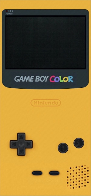 A high-resolution vertical shot of a dandelion yellow Nintendo Game Boy Color handheld console with a black screen and classic controls.