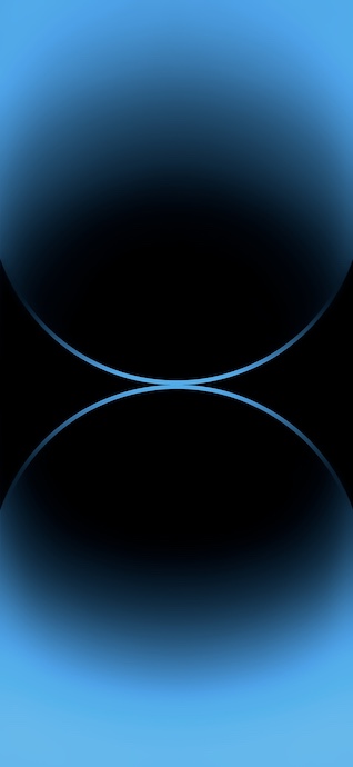 Un fondo de pantalla móvil 4K minimalista con dos grandes esferas azul oscuro que se tocan en el centro sobre un fondo degradado cian vibrante.