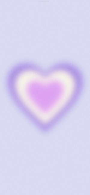 A soft, blurred aura heart with a purple and white gradient on a lavender background with a subtle grainy texture.