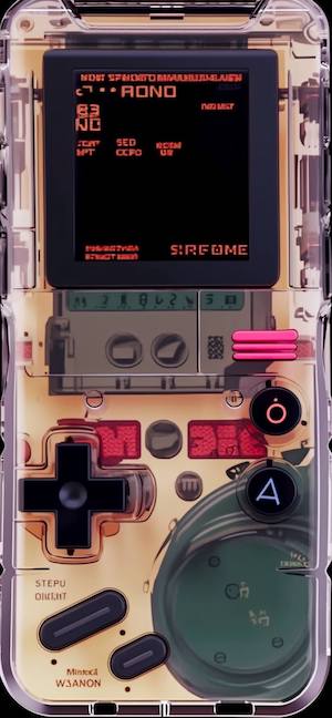 帶有霓虹粉色按鈕和數位螢幕的透明復古掌上遊戲機