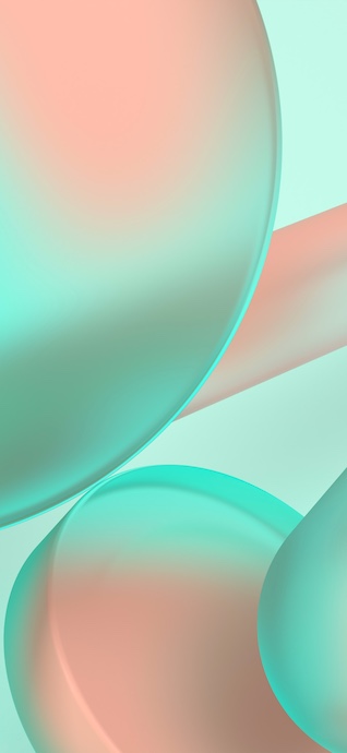 ミントグリーンとピーチピンクの3D抽象的な球体、柔らかな光と滑らかなグラデーションのデジタルアート。