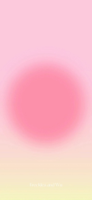 A soft pink and magenta aura gradient centered on a light pink background with a pastel yellow transition at the bottom.