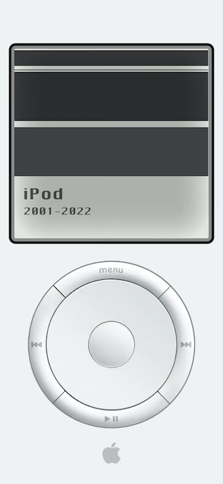 Un fond d'écran pour téléphone imitant le design d'un iPod Classic argenté avec molette et logo Apple.