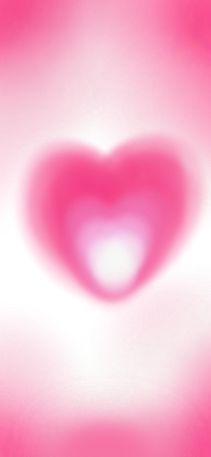 A blurred, glowing pink heart with a white aura-like gradient effect on a light background.