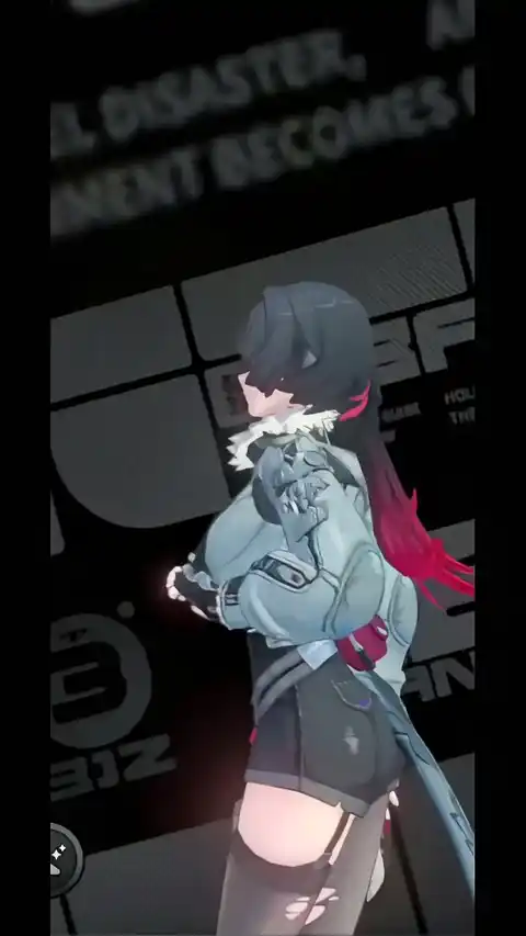 Animated illustration of Ellen Joe from Zenless Zone Zero in a techwear outfit with a dynamic urban background.