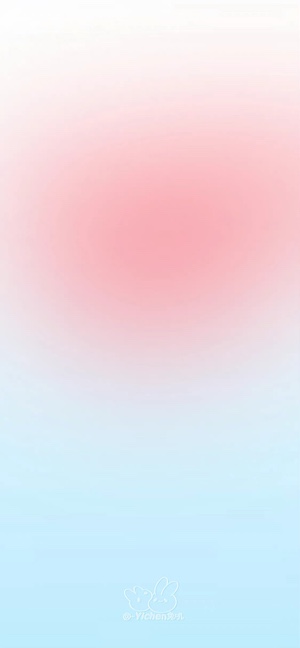 Ein vertikales 4K-Hintergrundbild mit einem weichen Aura-Farbverlauf von Weiß über Rosa bis hin zu Hellblau, mit kleinen Hasenfiguren unten.