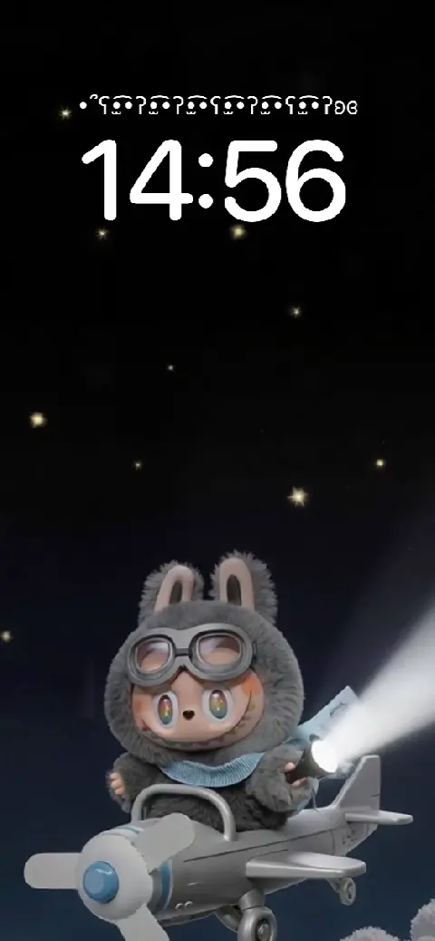 3D-Plüschhase im Flugzeug mit Taschenlampe, anpassbare Live-Wallpaper-Vorlage.