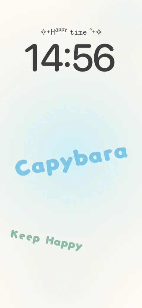 Minimalist white and blue gradient live wallpaper template featuring Capybara text and Keep Happy quote for mobile screens.