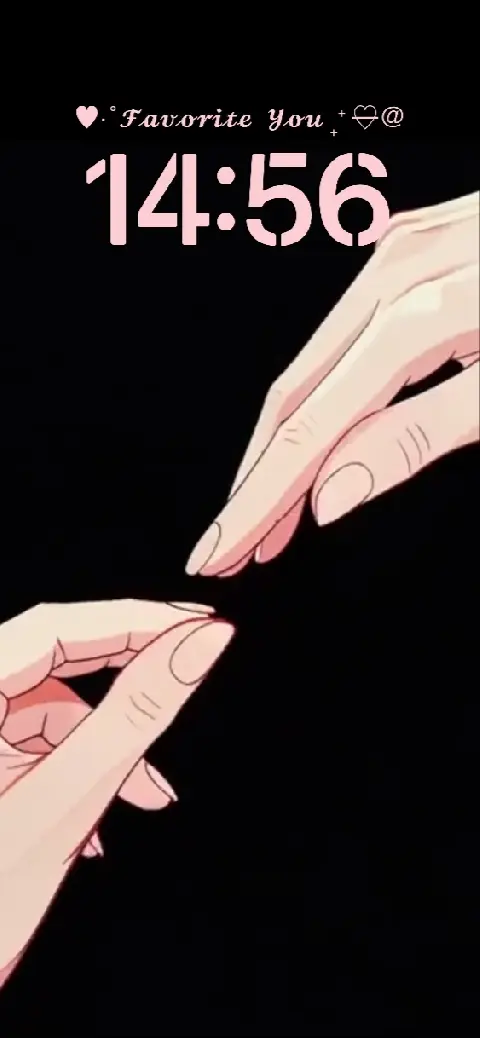 Minimalistische Anime-Hände auf schwarzem Hintergrund, anpassbare DIY-Vorlage für Live-Wallpaper.