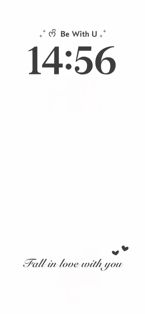 Minimalist white live wallpaper template featuring black romantic quotes and heart icons for mobile phones.