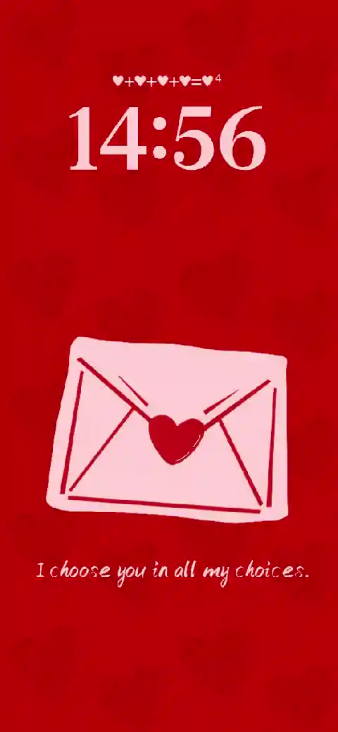 Roter Hintergrund mit rosa Herz-Umschlag, anpassbare DIY Live Wallpaper Vorlage.