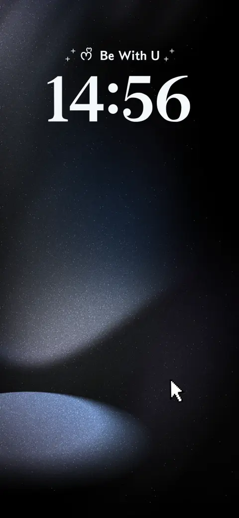 Dark aesthetic live wallpaper template with a starry minimalist background and romantic Be With U text.