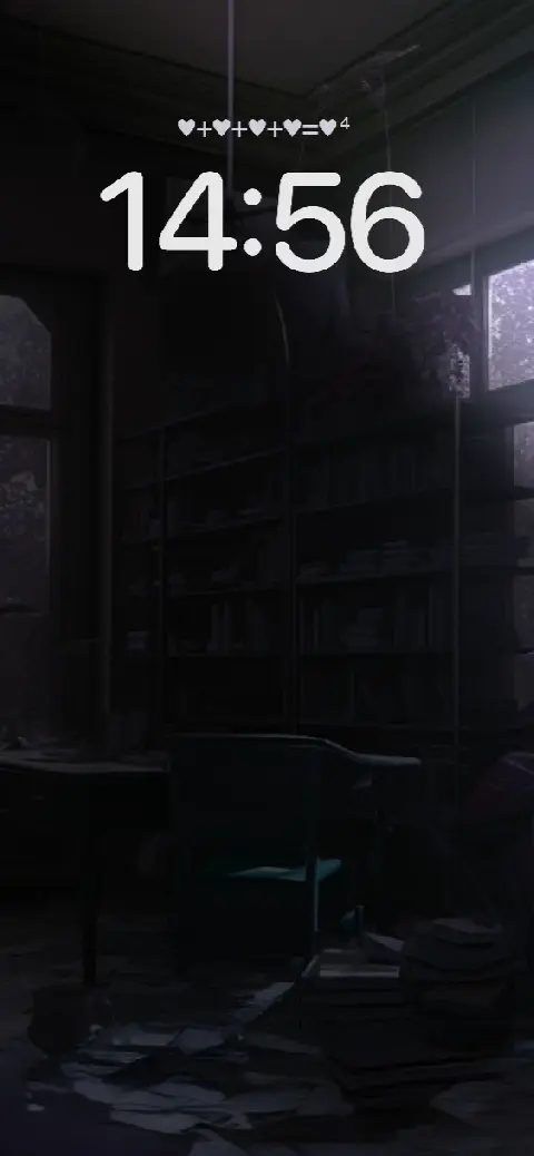 Eine anpassbare Live-Wallpaper-Vorlage mit einer dunklen Bibliothek im Hintergrund und Platz für eigenen Text.