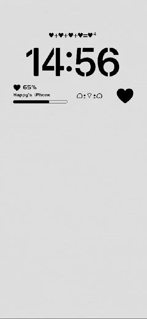 Minimalistische schwarz-weiß Live-Wallpaper-Vorlage mit Herzen, anpassbar für den Sperrbildschirm.