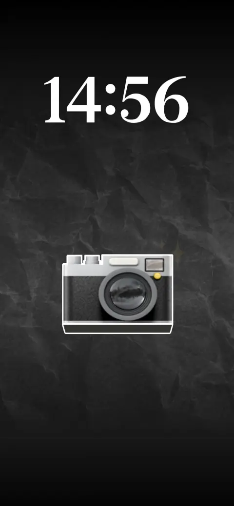 Vintage camera icon on a dark crumpled paper texture background for a custom live wallpaper template.