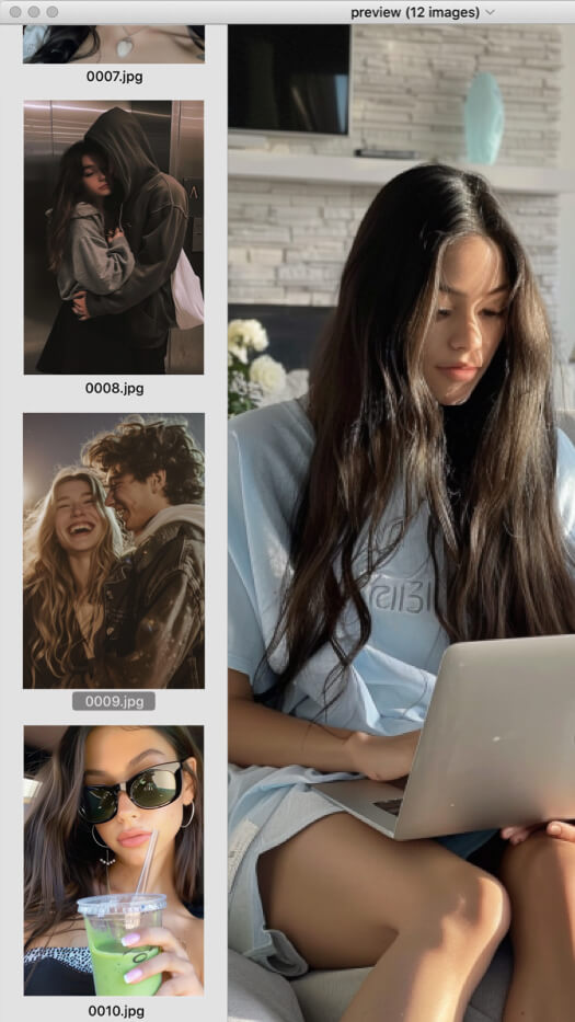Aesthetic collage template featuring a Mac preview filmstrip layout with lifestyle and couple photos.