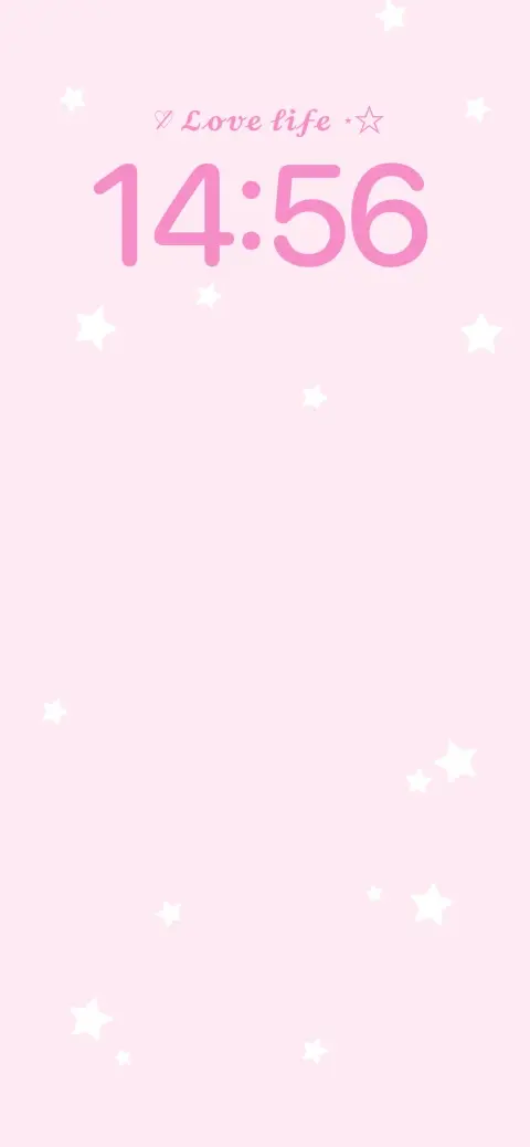A soft pink aesthetic live wallpaper template featuring white stars and a 'Love life' text overlay for phone personalization.