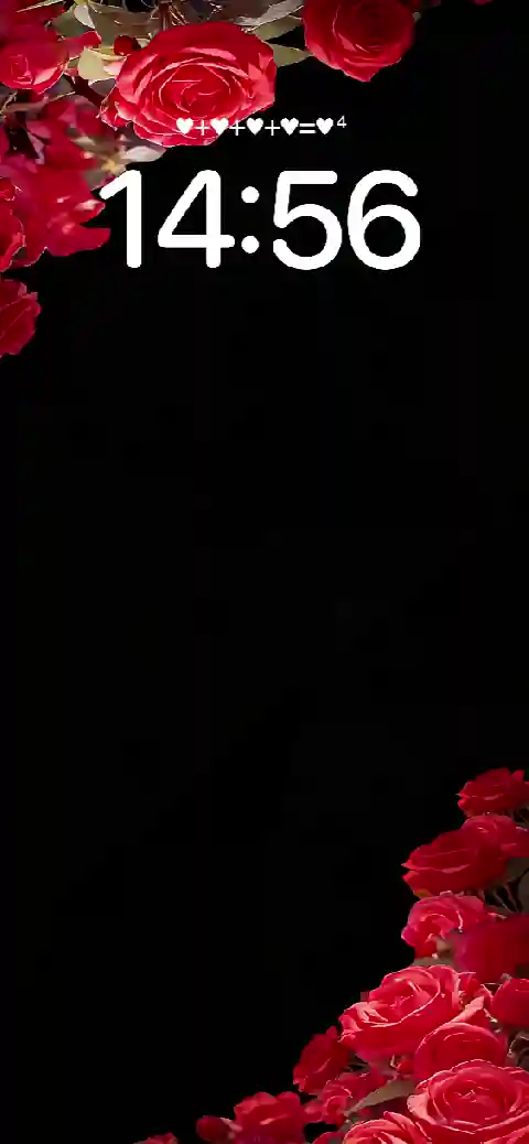 黒い背景に赤いバラが配置された、カスタマイズ可能な動く壁紙テンプレート。