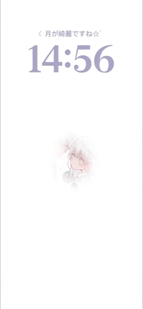 Soft minimalist anime couple live wallpaper template with Japanese text and white background.