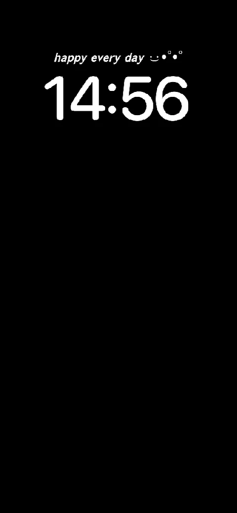 Schlichter schwarzer Hintergrund mit anpassbarem weißen Text für ein DIY Live Wallpaper.