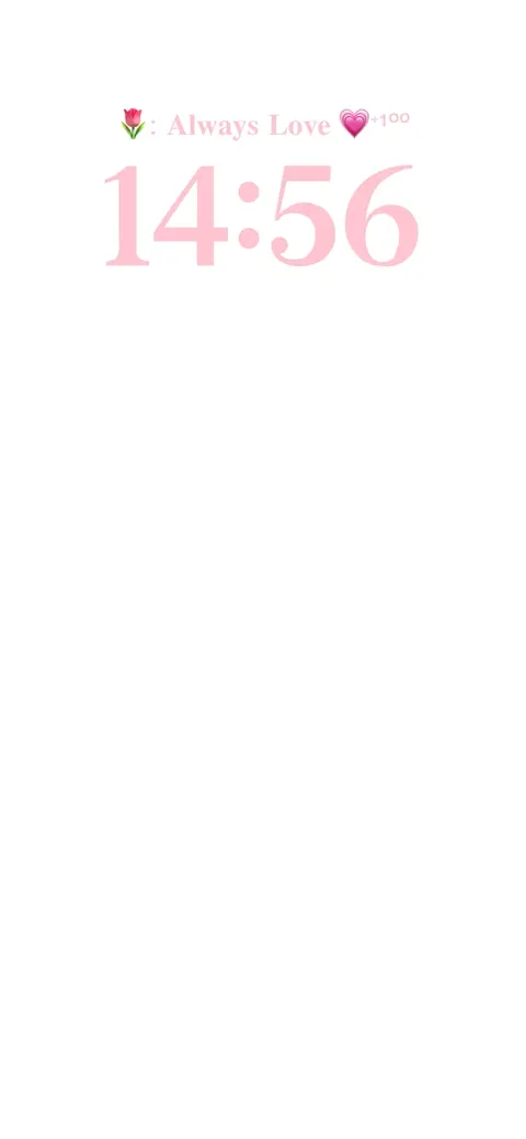 Pink minimalist digital clock template with Always Love text and heart tulip icons for custom live wallpaper.