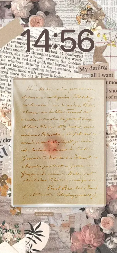 Vintage aesthetic scrapbook collage with roses and handwritten letters for mobile live wallpaper template.