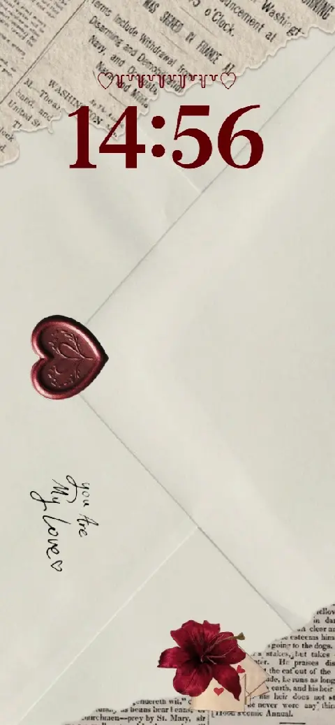 Aesthetic vintage love letter wallpaper template with a heart wax seal and customizable space for text or photos.